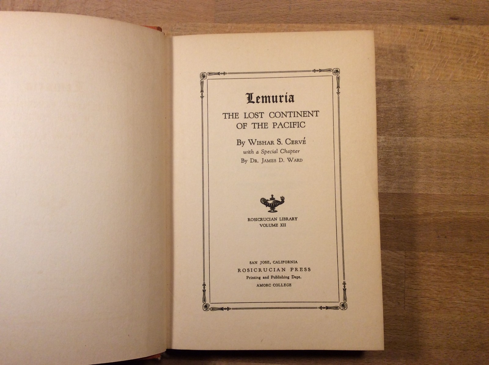 Lemuria: The Lost Continent of the Pacific, Cerve, 1st Edition 1931 Hardcover