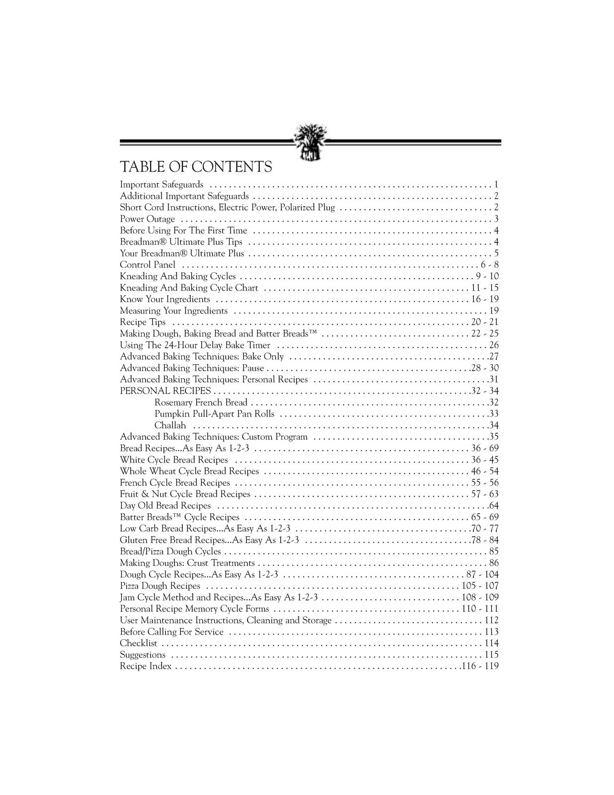 BREADMAN TR2500BC Instruction Manual and Recipes – COIL BOUND – TOUGH COVERING