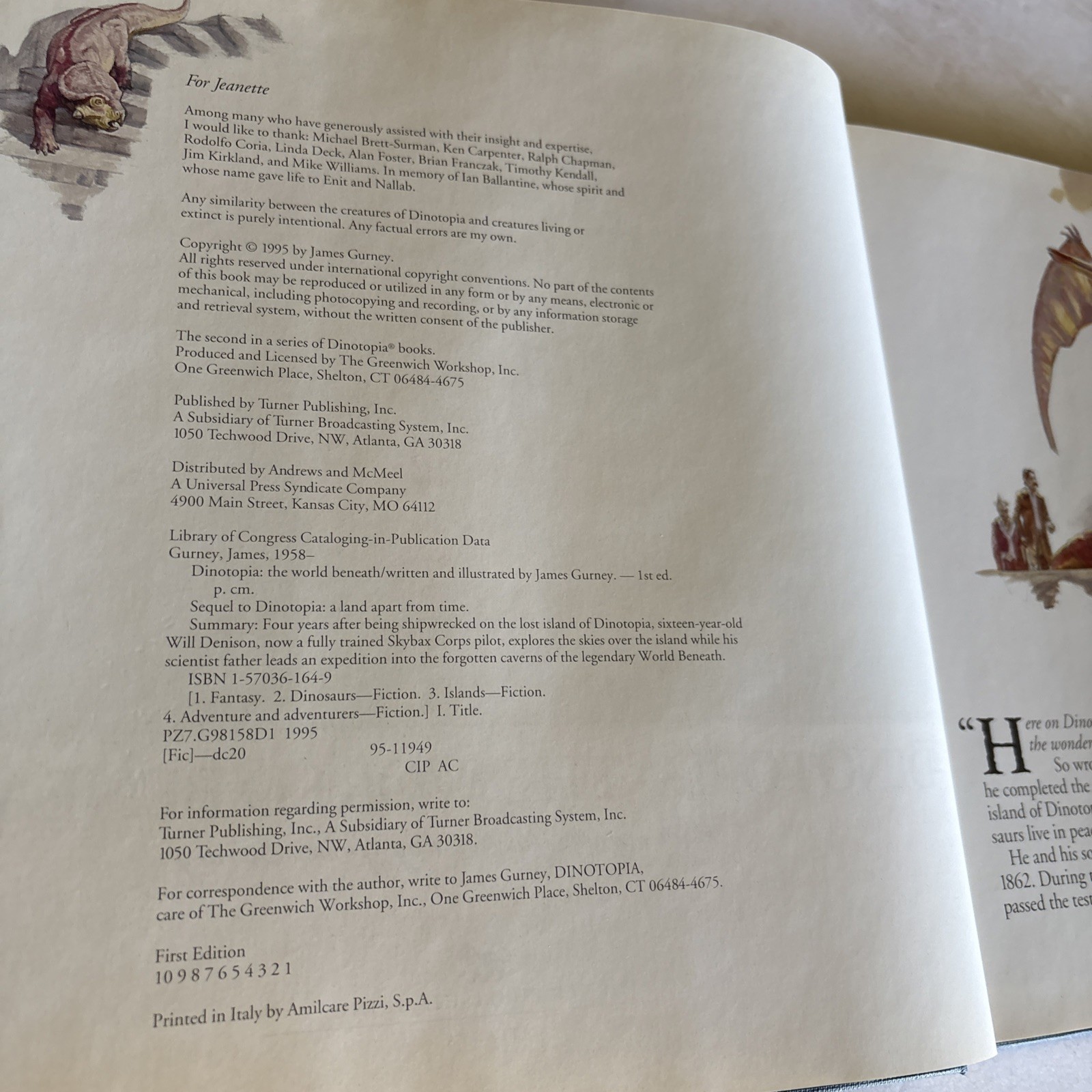 DINOTOPIA by James Gurney The World Beneath 1st Edition/ 1st Printing, HCDJ 1995