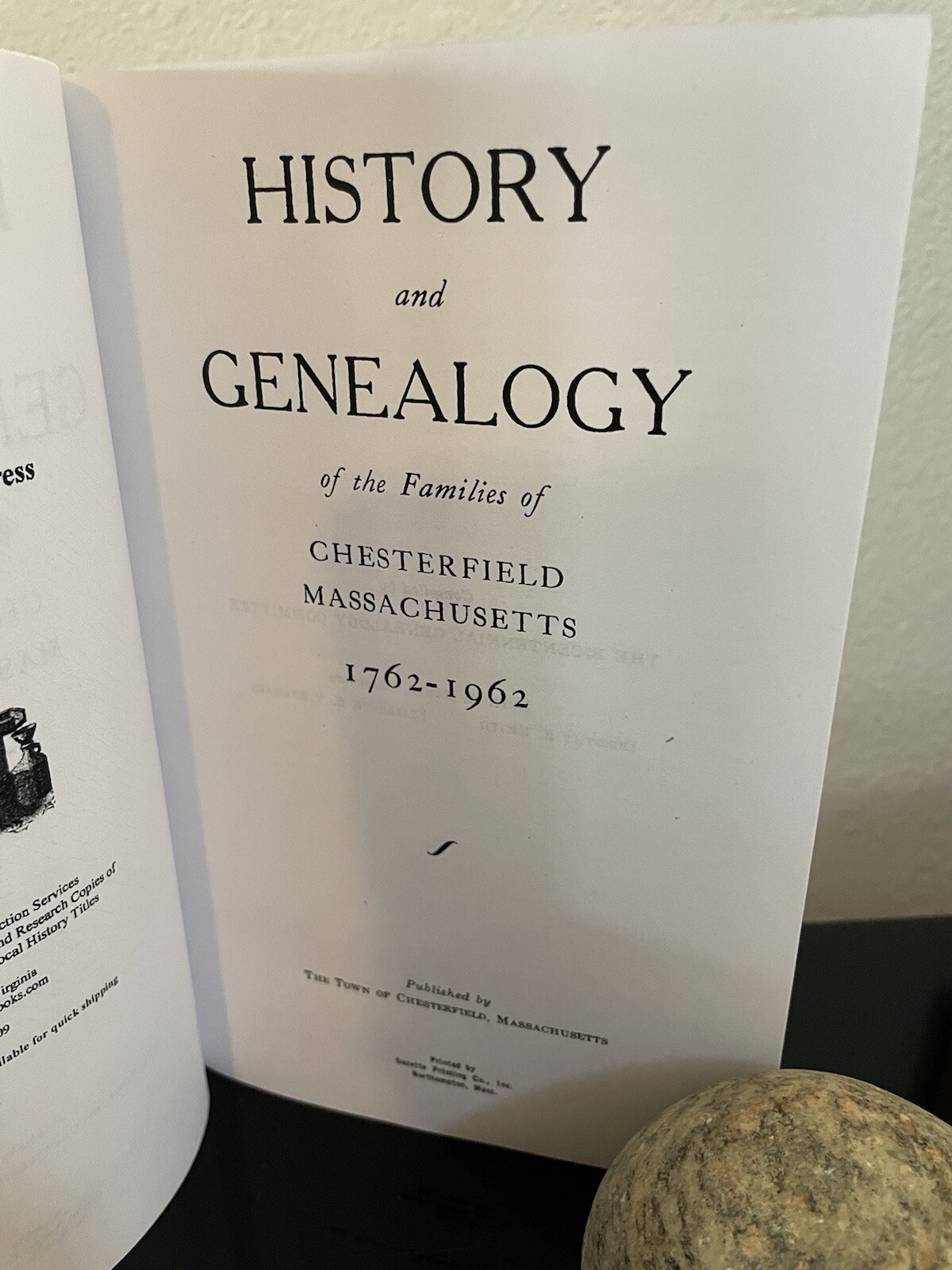 History and Genealogy of the Families of Chesterfield Massachusetts VG+ NICE TPB