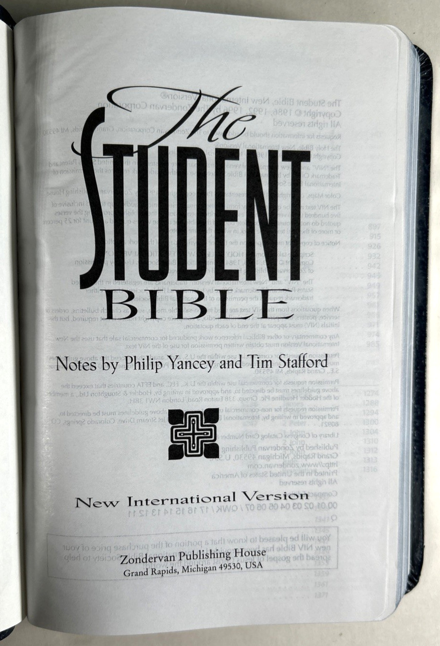 Scarce! 1984 NIV Student Bible Blue Bonded Leather Compact Yancey & Stafford VG-