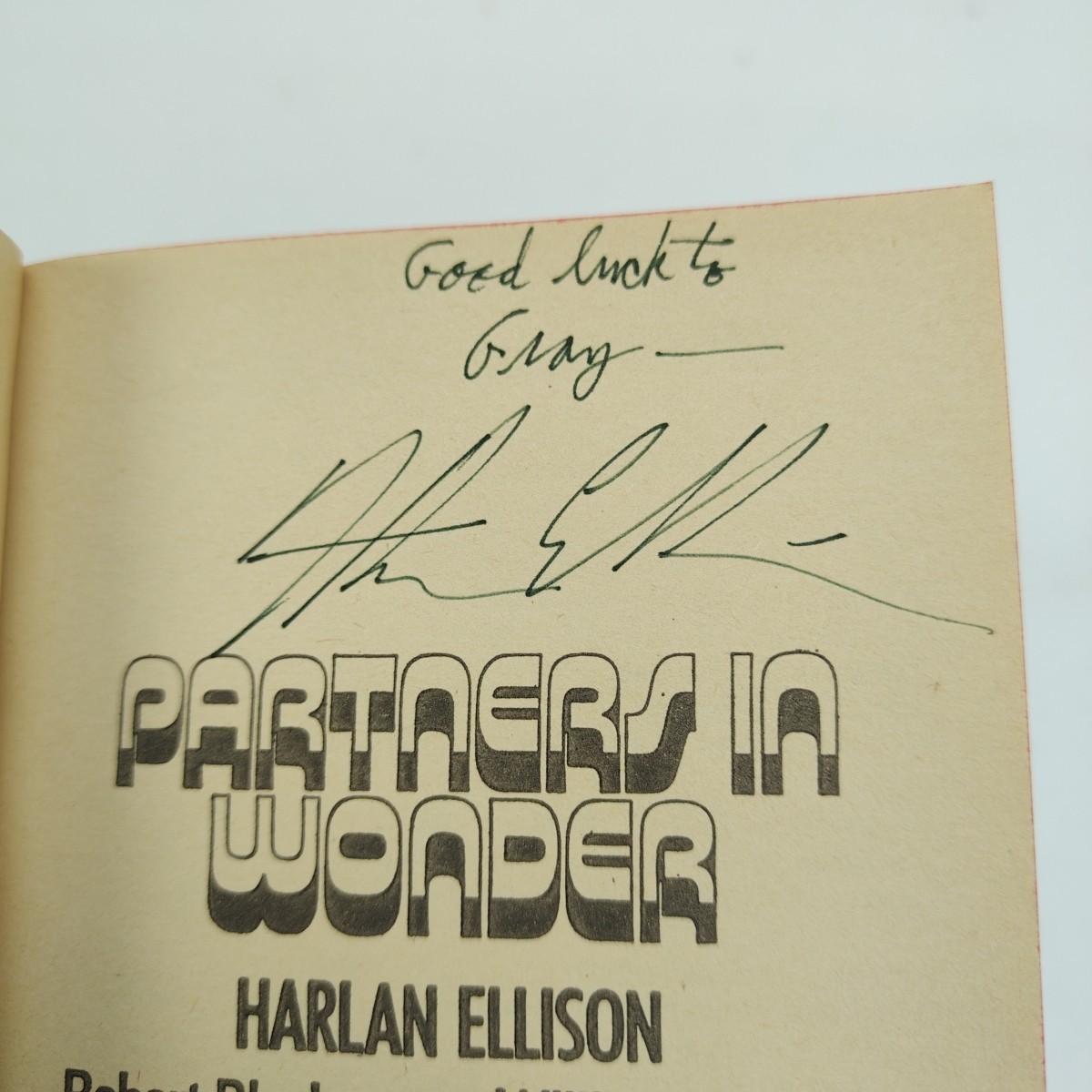 SIGNED Partners In Wonder Harlan Ellison (Paperback, 1972) Avon N416, FLAWED