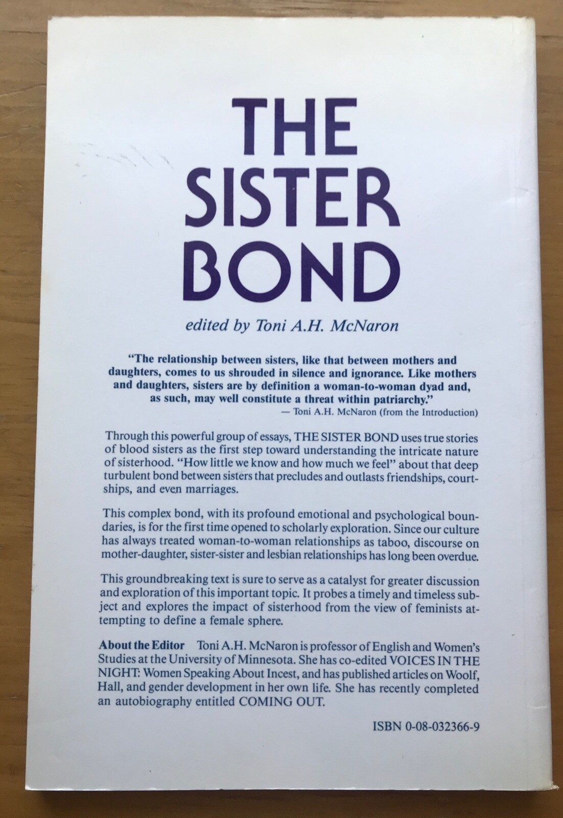 The Sister Bond Toni A.H. McNaron 127 pages