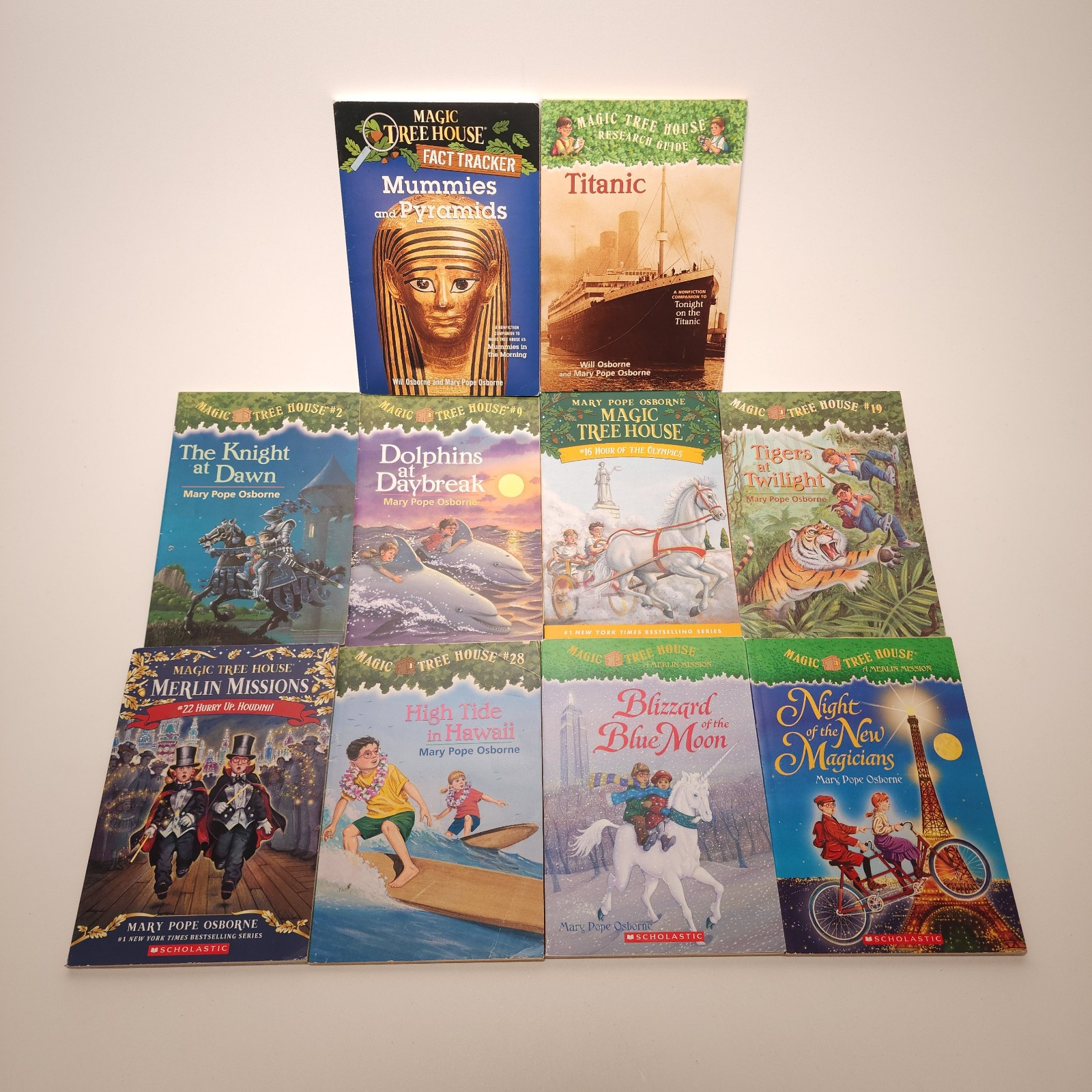 Magic Tree House Lot 10 Books Mary Pope Osborne Merlin Missions Fact Trackers PB