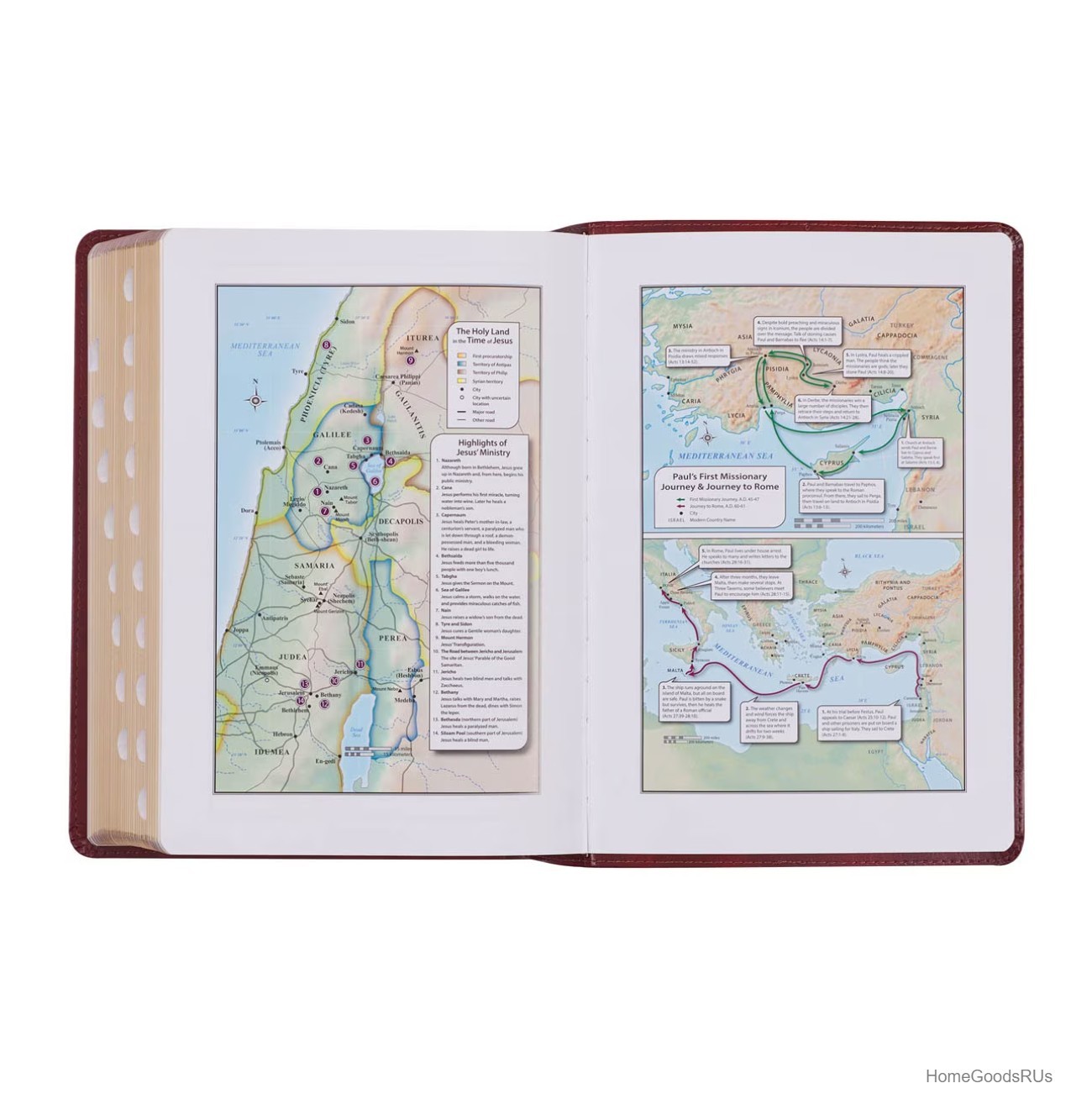 KJV Study Bible Faux Leather Thumb Tabs Ribbons Saddle Tan Diamond King James