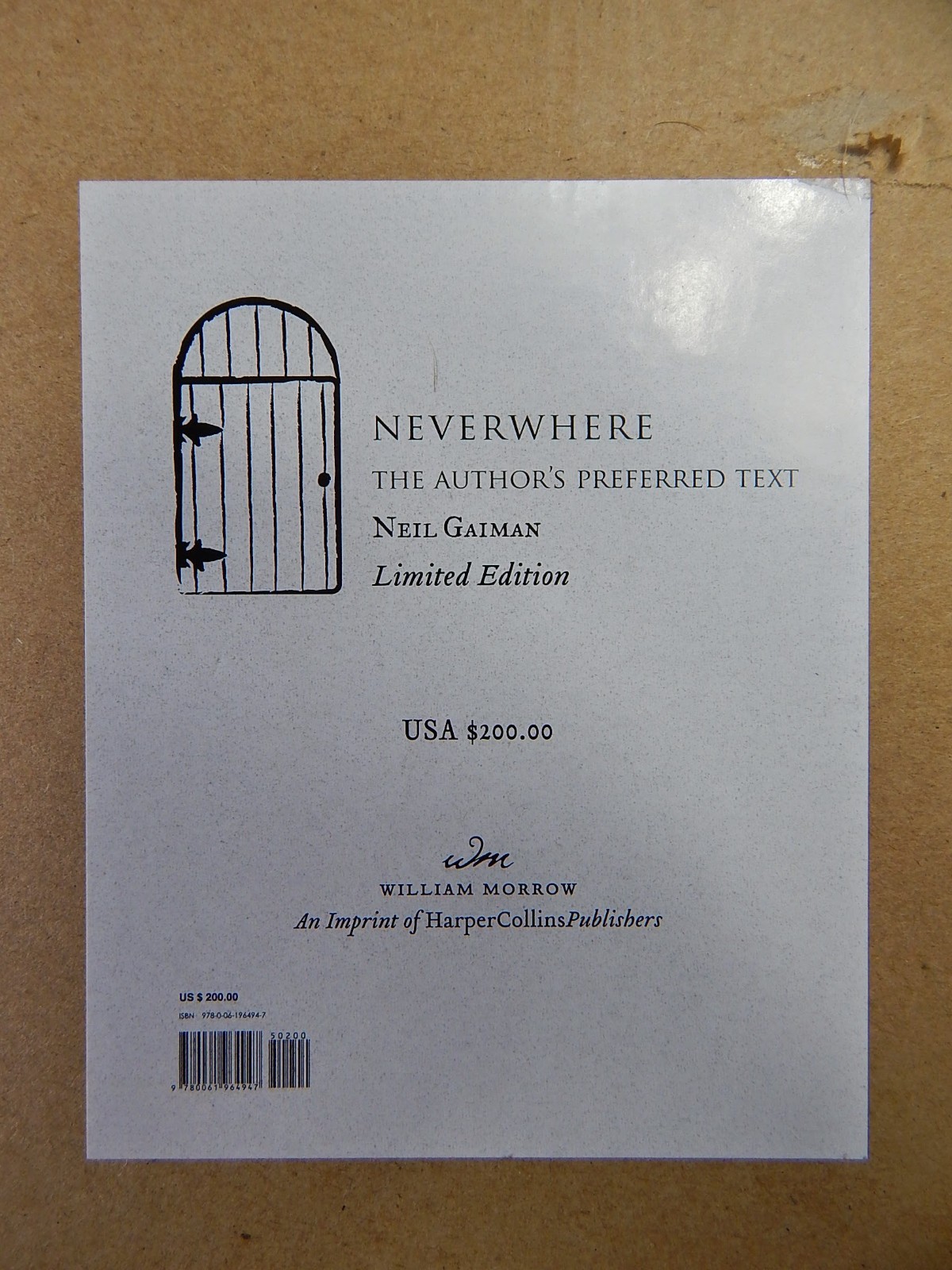 SIGNED: Neverwhere by Neil Gaiman The Author’s Preferred Text Ltd Ed/1st Ed #944