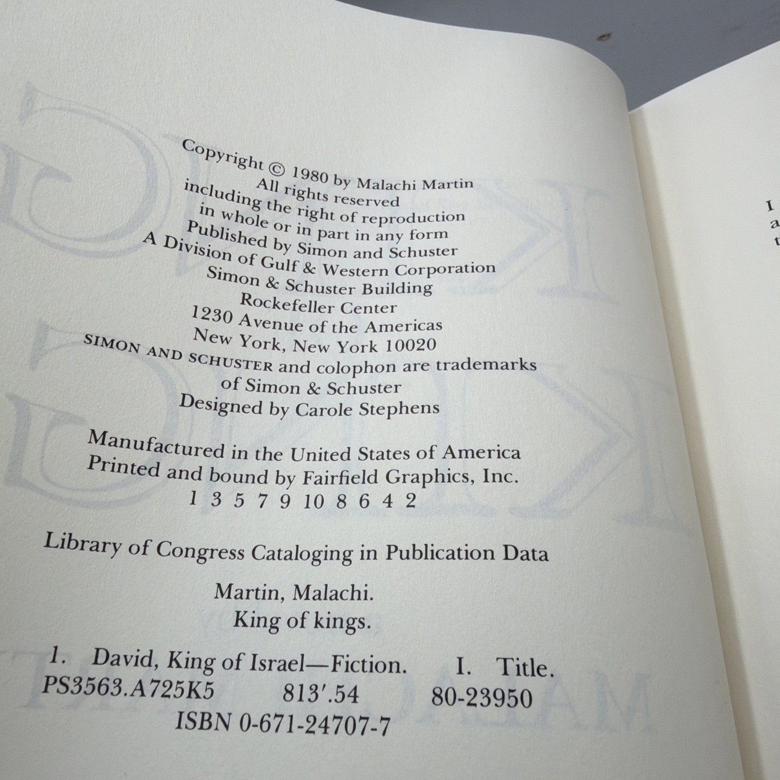 Malachi Martin King of Kings A novel of the Life OfDavid HC DJ 1st Ed Signed