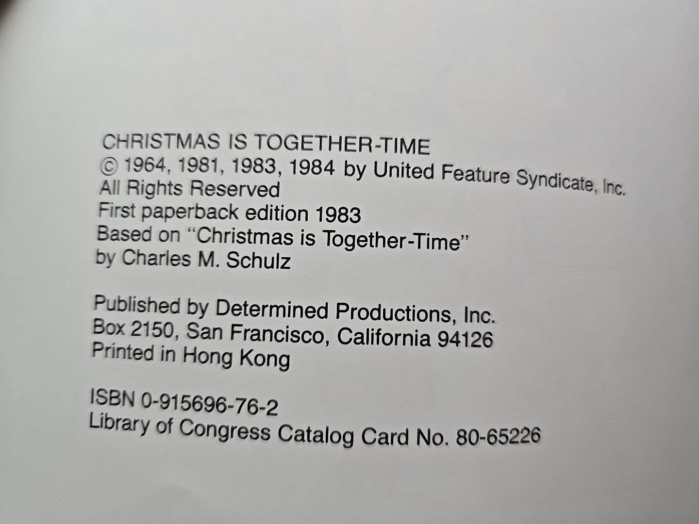 Christmas Is Together-Time by Charles Schulz Trade Paperback Peanuts 1964