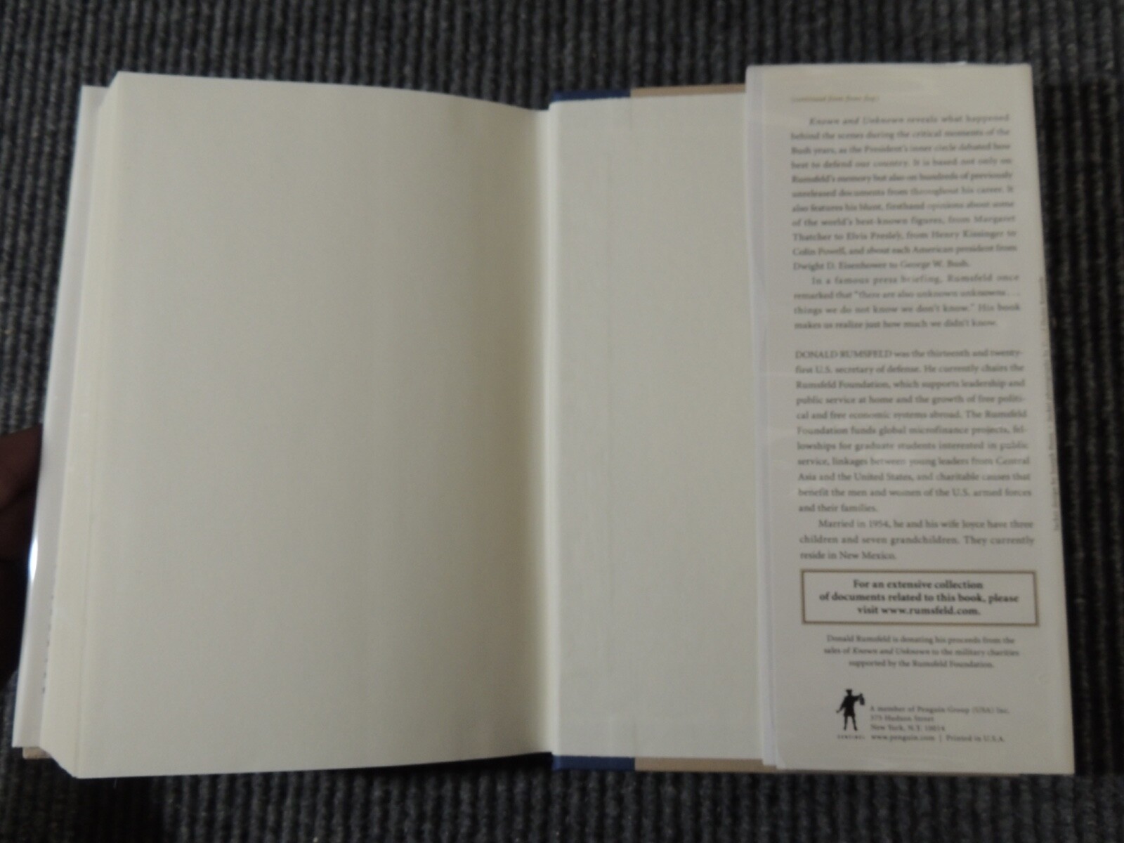Known and Unknown A Memoir by Donald Rumsfeld 1st edition 1st printing SIGNED