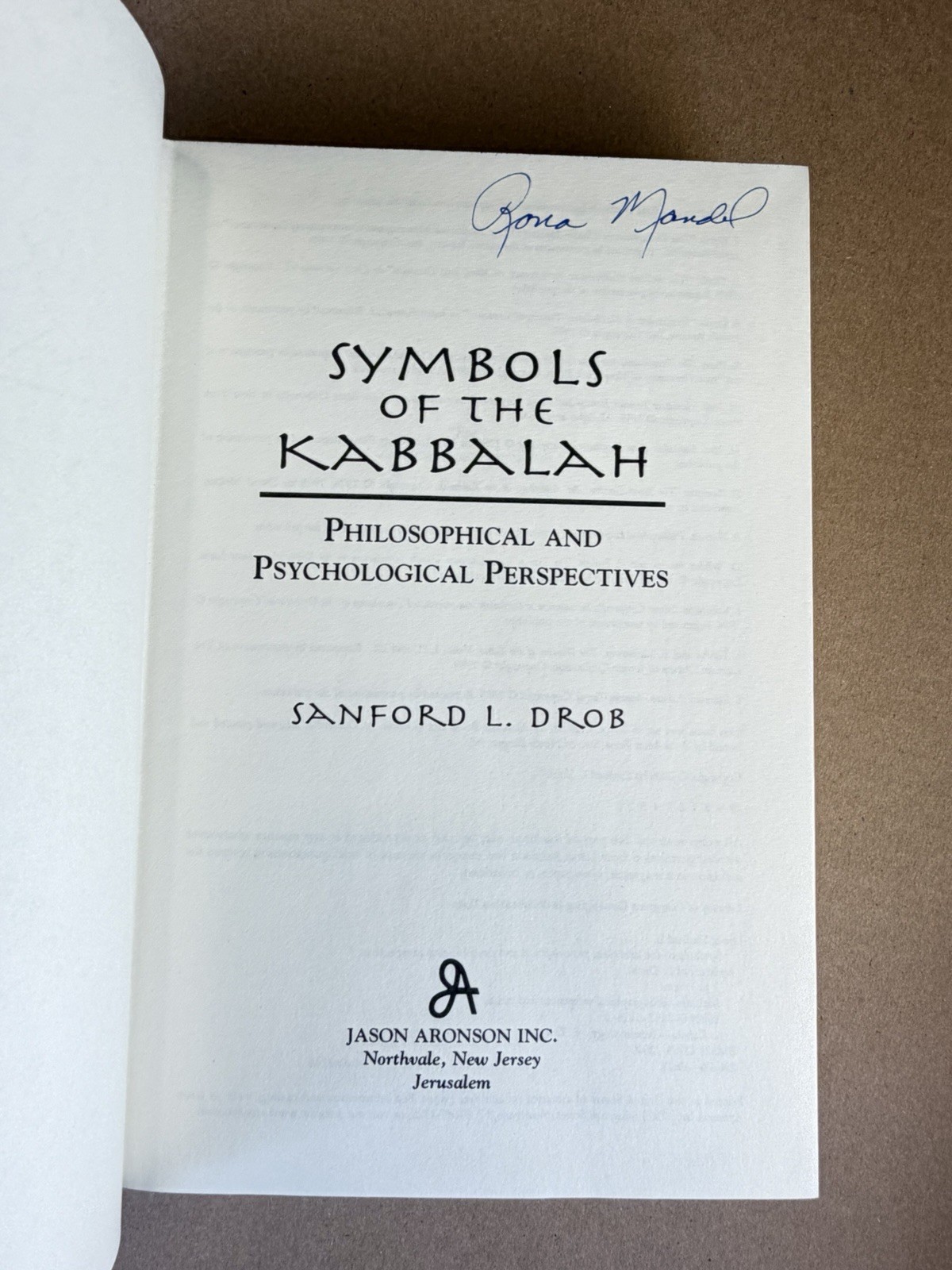 Symbols of the Kabbalah HC DJ Sanford L Drob 2000 Philosophical Perspectives
