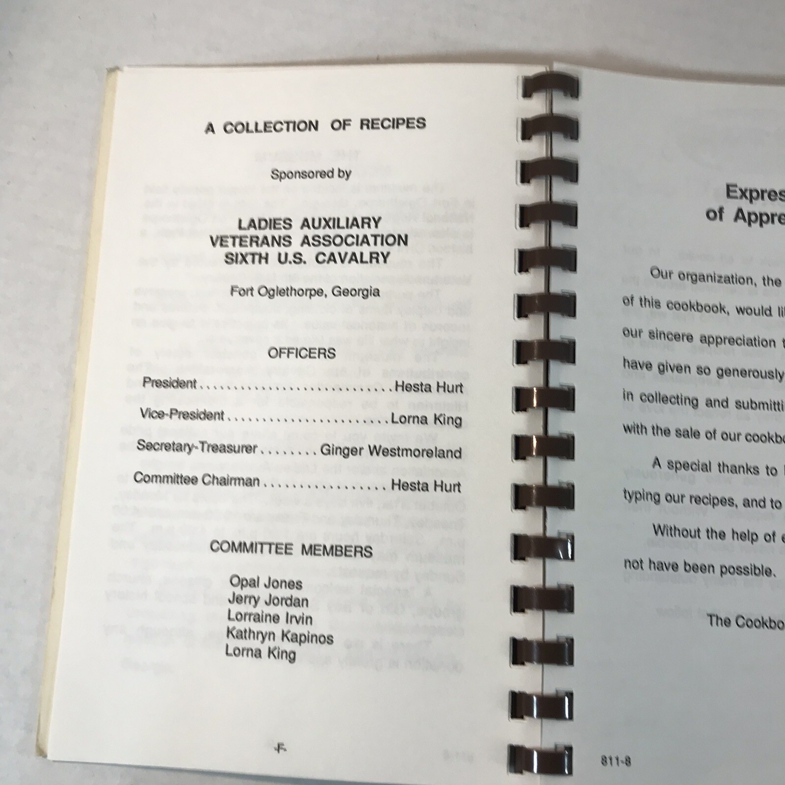Vintage 1987 Cherished Recipes Spiral Bound PB Acceptable USA