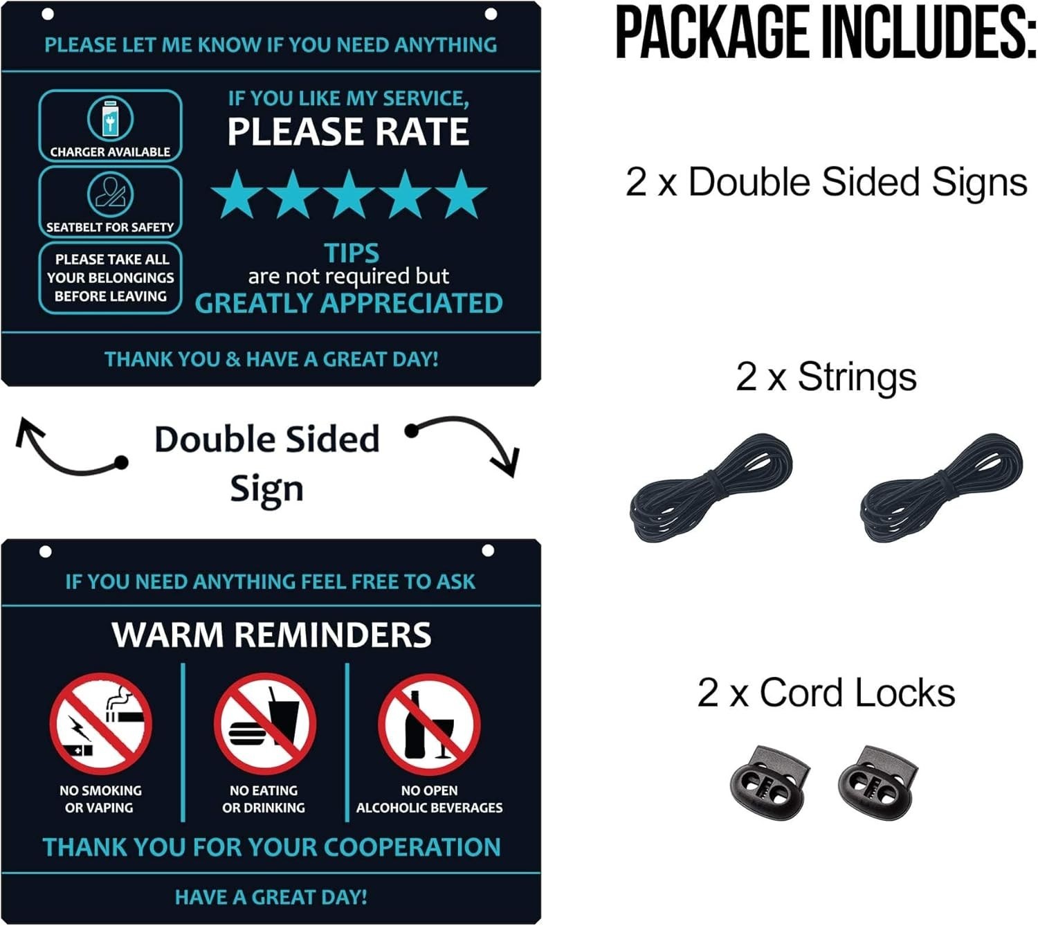 Water-Resistant Rideshare Headrest Signs – Enhance Tips & Maintain Cleanliness