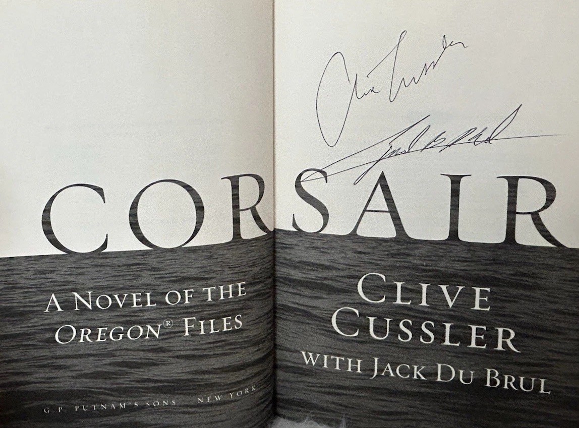 Signed x2 Corsair Clive Cussler Jack Du Brul 2009 HCDJ Putnam Books Very Good