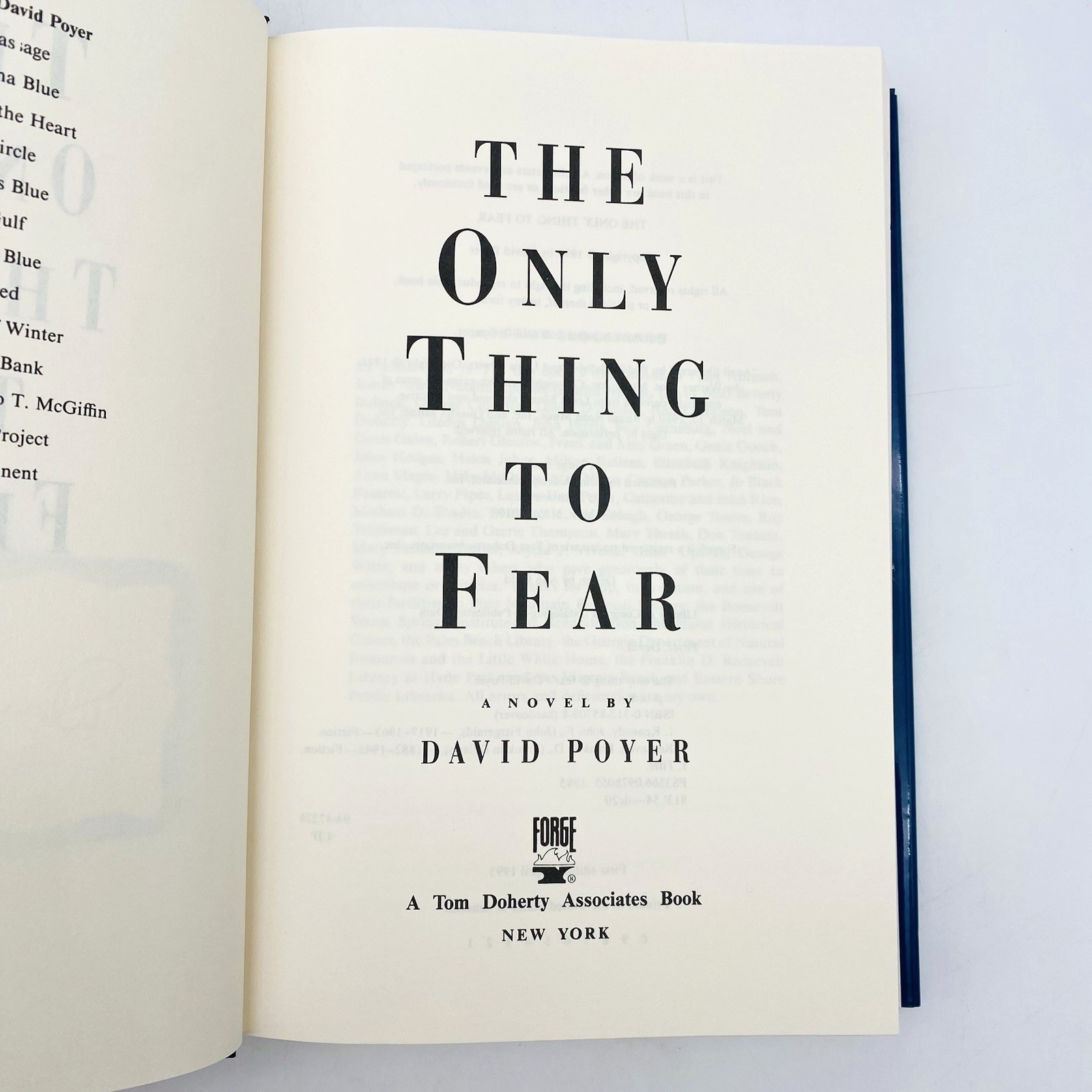 SIGNED The Only Thing To Fear David Poyer 1st/1st 1995 Hardcover Dust Jacket