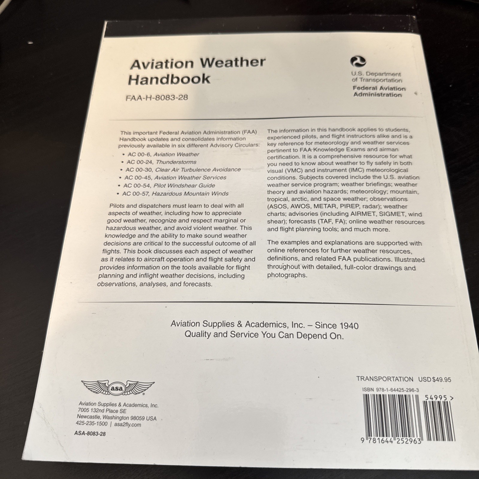 Aviation Weather Handbook (2025) : Faa-H-8083-28 (FAA) (2023, Trade Paperback)