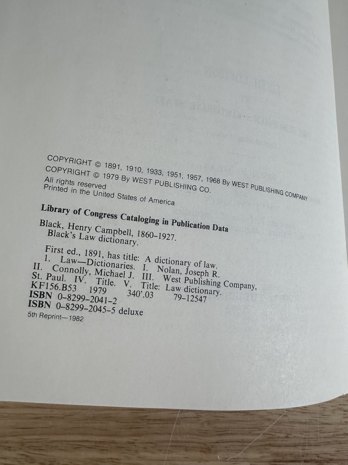 Black’s Law Dictionary Henry Campbell Black 1979 Fifth Edition West Publishing