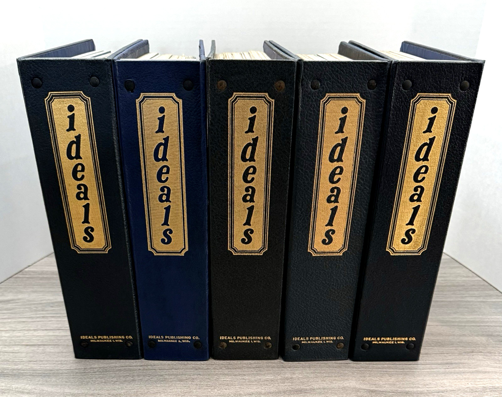 5 Huge Leather HC Binders of Ideals Magazine Lot Paperback Books 1955 – 1961