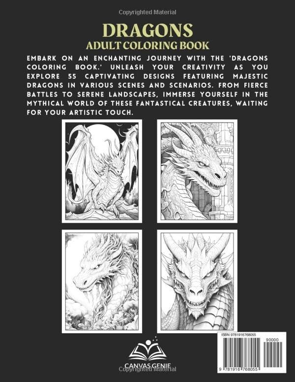 Dragons – Adult Coloring Book: Stress relief coloring book for adults, teens