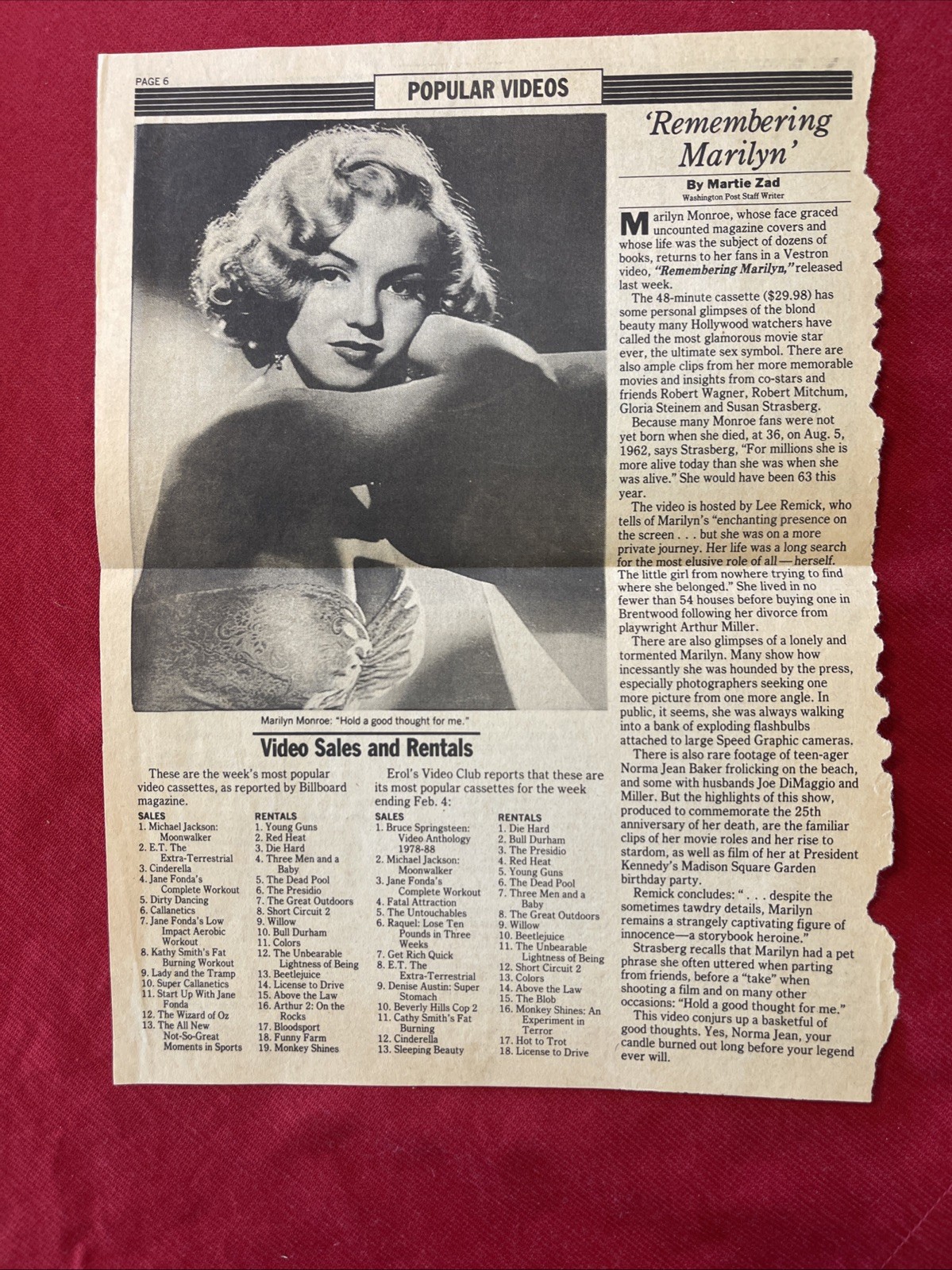 THE UNABRIDGED MARILYN HER LIFE FROM A TO Z 1987 includes newspaper clippings.