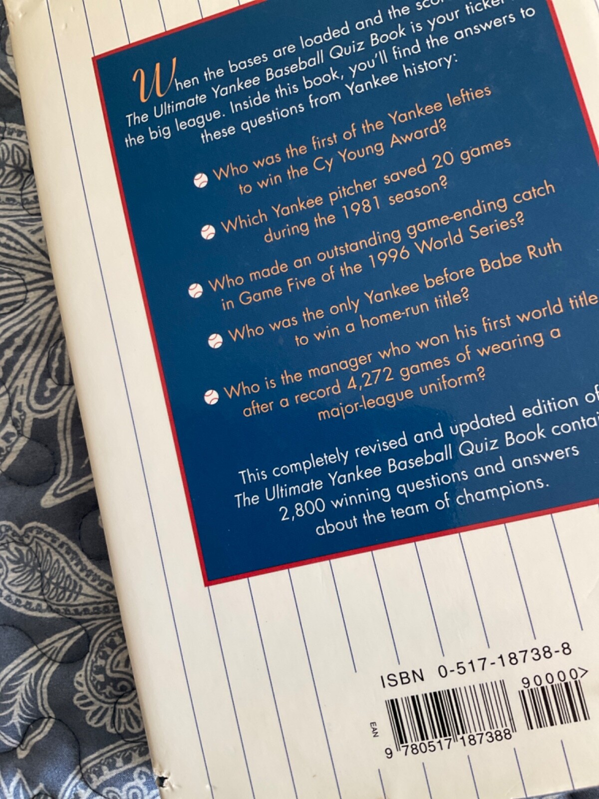 THE ULTIMATE YANKEE QUIZ BOOK, BY DOM FORKER 280 PAGES HARD COVER