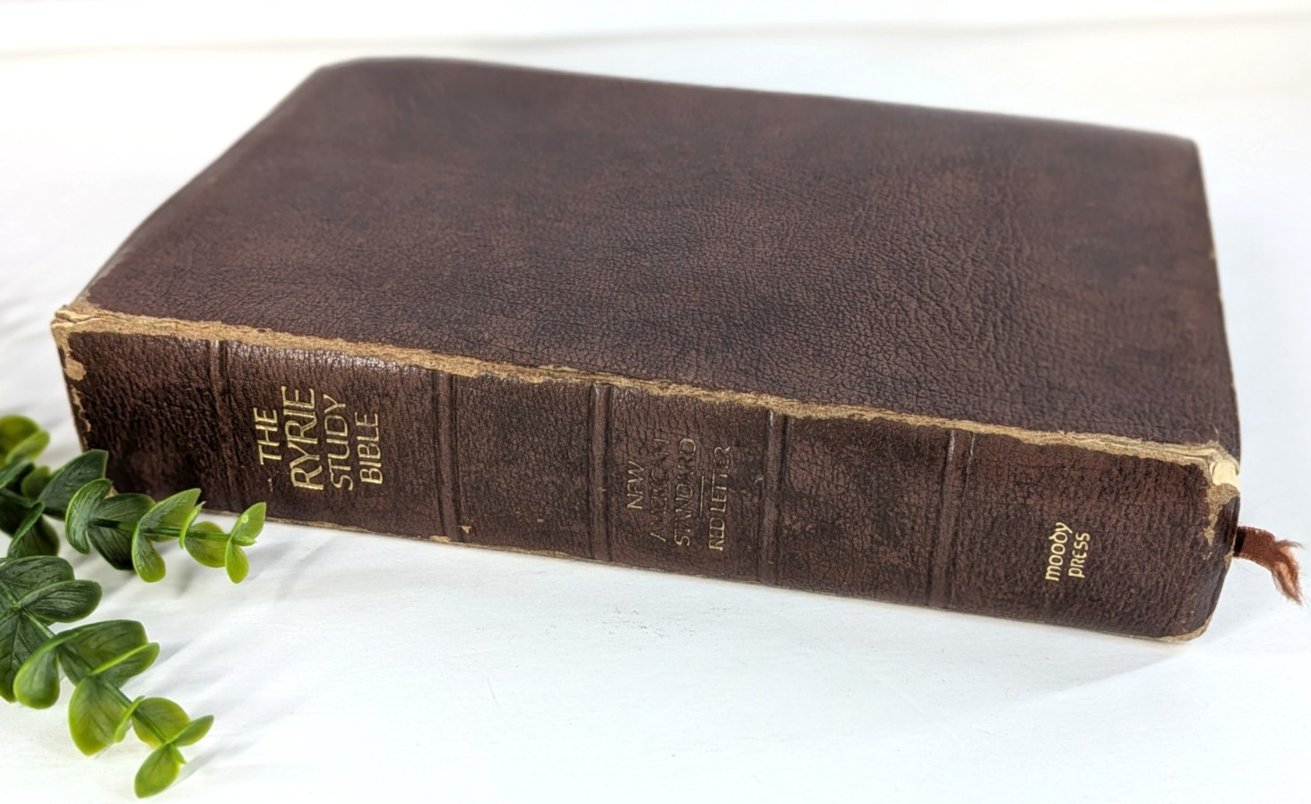 BISON GRAIN!✝️Vntg Ryrie Study Bible NASB 1978 Red Letter Moody Press Tab Index