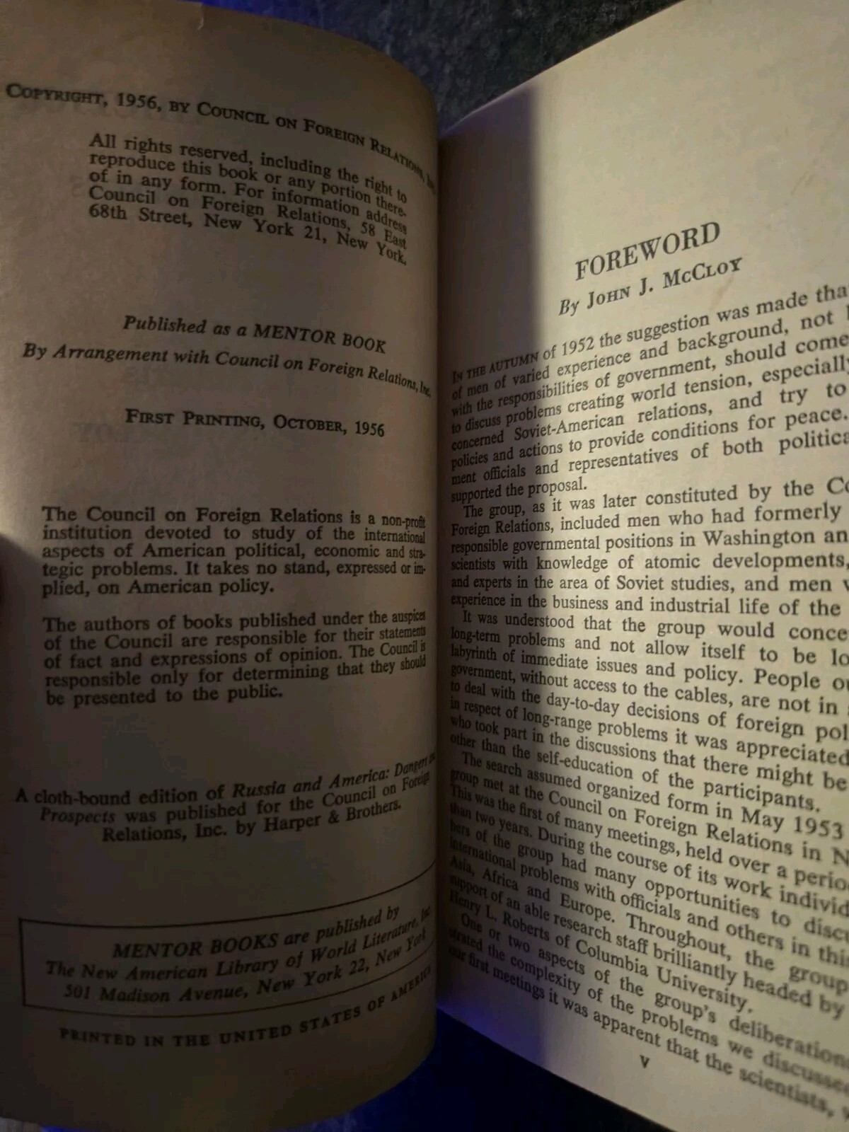 Russia and America – Dangers and Prospects by Henry L Roberts – Mentor – 1956 Gd