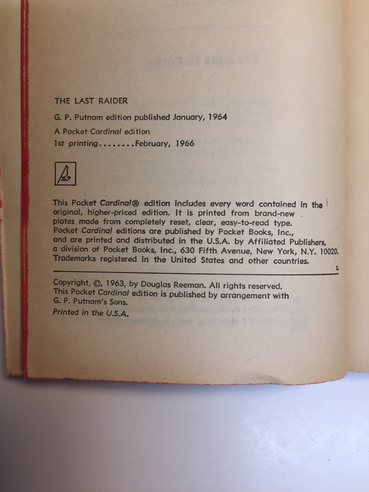 The Last Raider by Douglas Reeman Paperback 1st Printing 1966