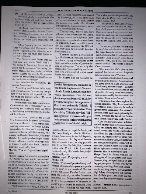 The Jesuit Black Pope~Eric Jon Phelps~Vatican Assassins INterview~2000~Conspirac