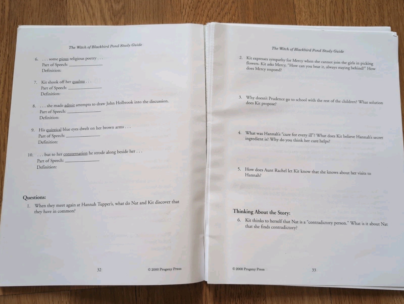 The Witch of Blackbird Pond Study Guide – by Rebecca Gilleland – Progeny Press