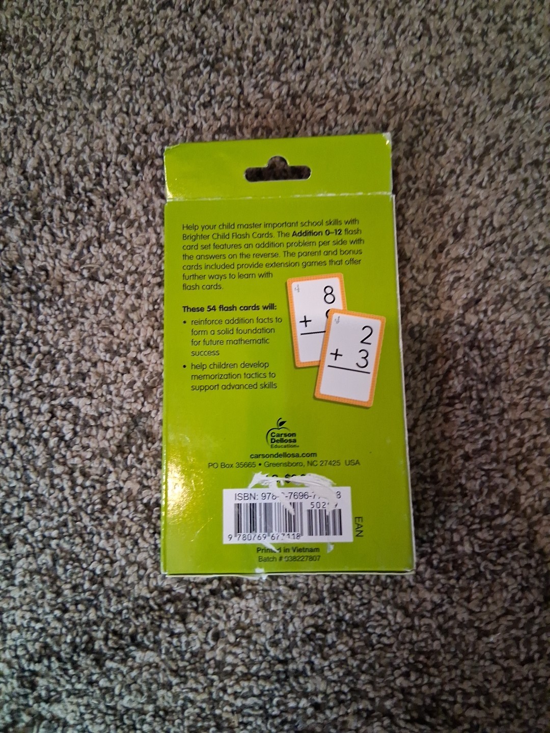 Addition 0 to 12 Flash Cards (Brighter Child Flash Cards) – Cards – Like New