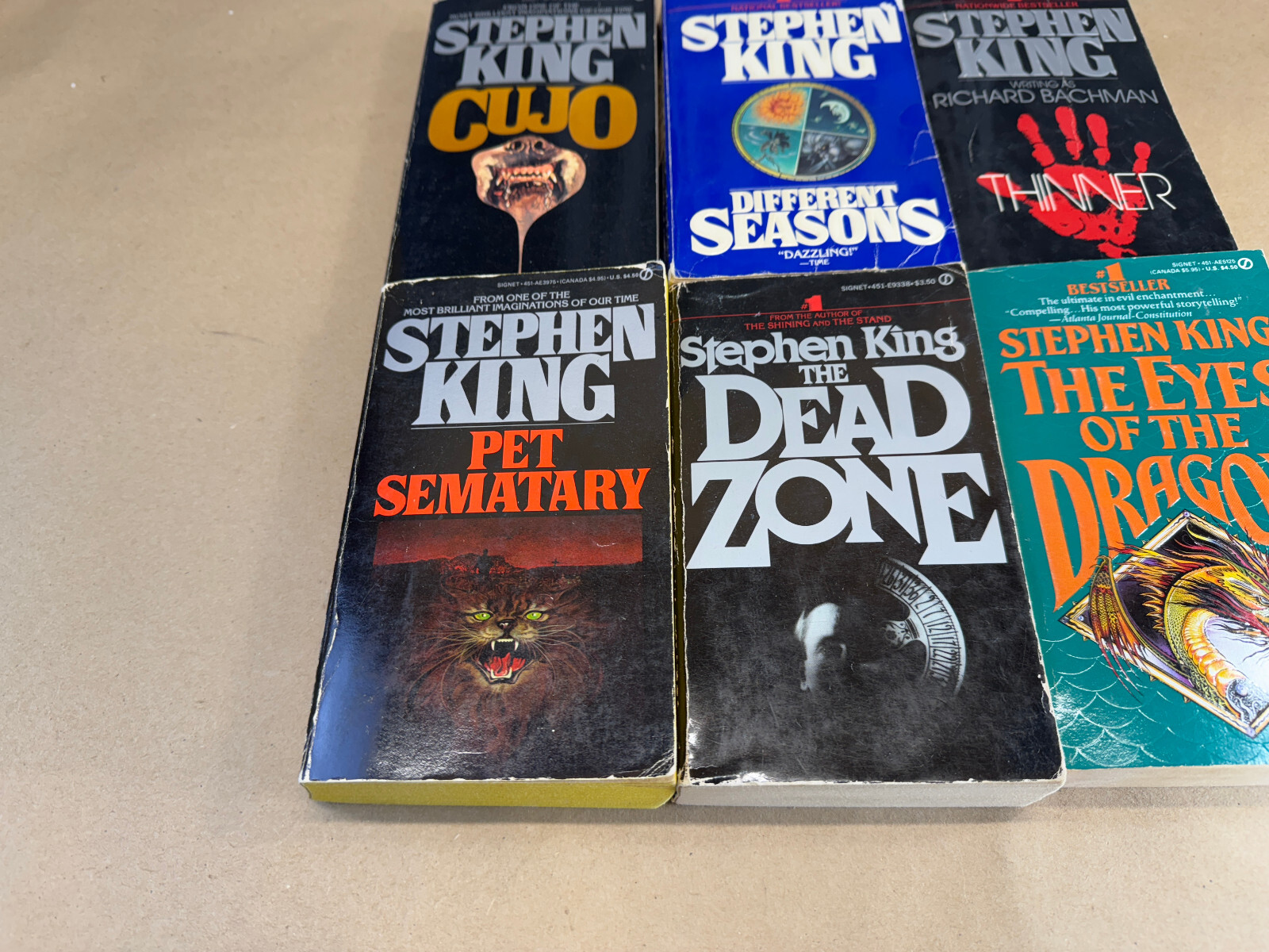 Stephen King PB Lot 6 Vtg Cujo DEAD ZONE Thinner PET SEMATARY Different Seasons