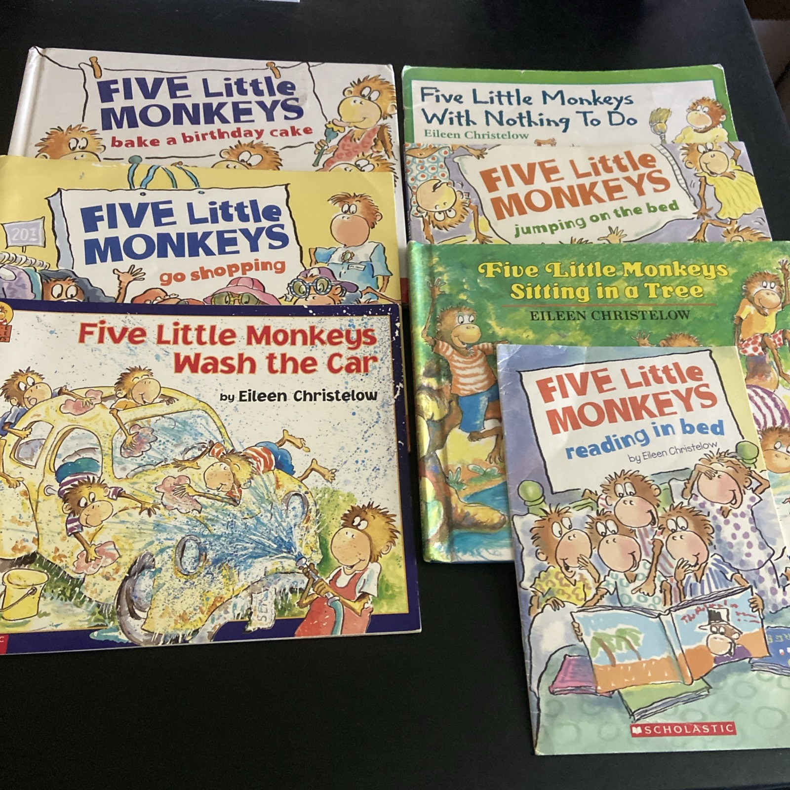 Lot of 7 Five Little Monkeys Books by Eileen Christelow PBs & HCs G Condition