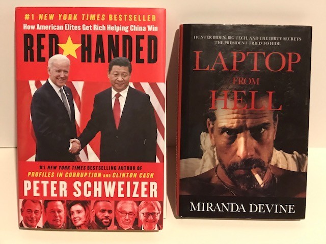 Lot of 2 BIDEN Crime Family HARDCOVER BOOKS – Laptop from Hell & Red-Handed Coup