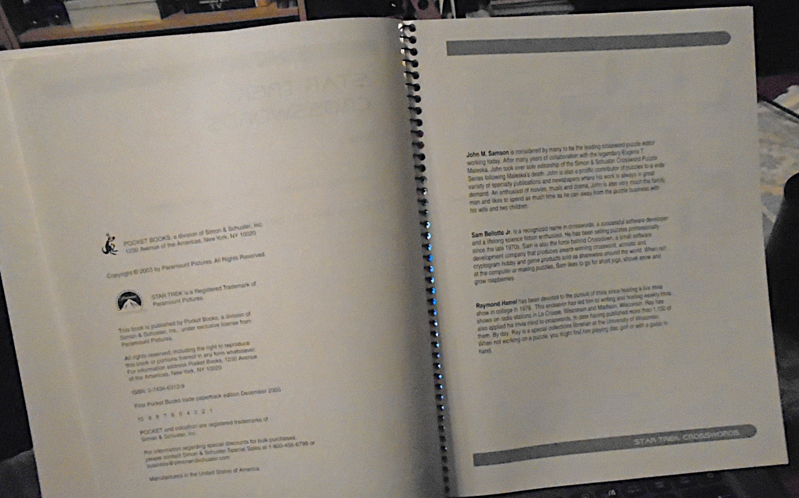 Rare Star Trek Crosswords Book 2 – John M. Samson – 2003 – Like New