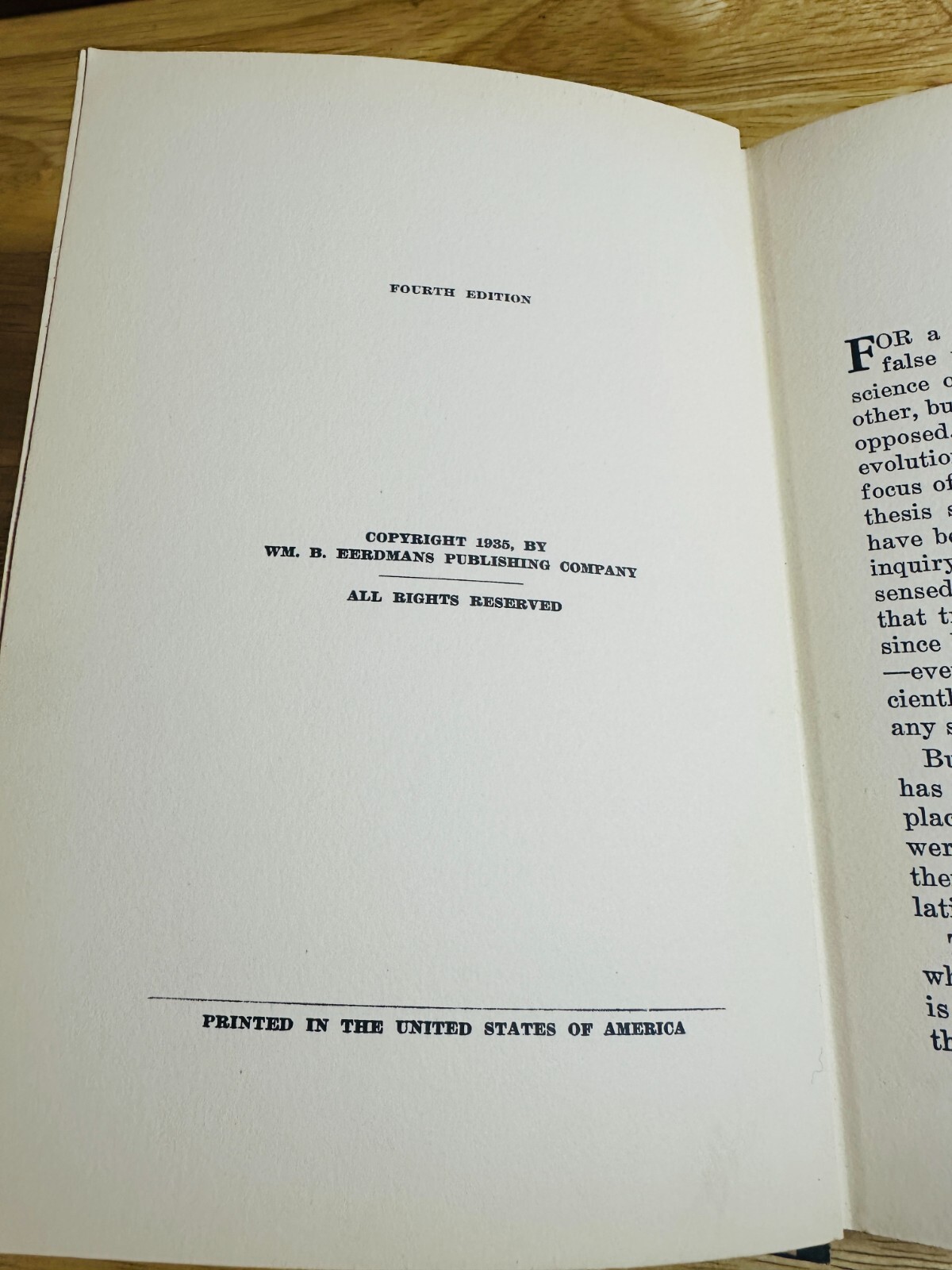 The Theory of Evolution & Facts of Science by Harry Rimmer 4th Ed. 1939 HC Book