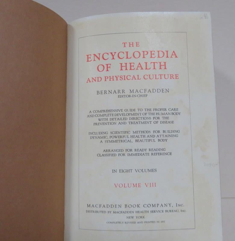 Encyclopedia Of Health & Physical Culture HC Macfadden 1937 -U CHOOSE THE VOLUME