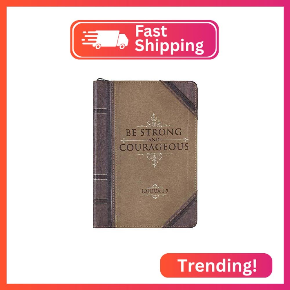 Christian Art Gifts Brown Vegan Leather Zipped Journal, Inspirational Men’s Note