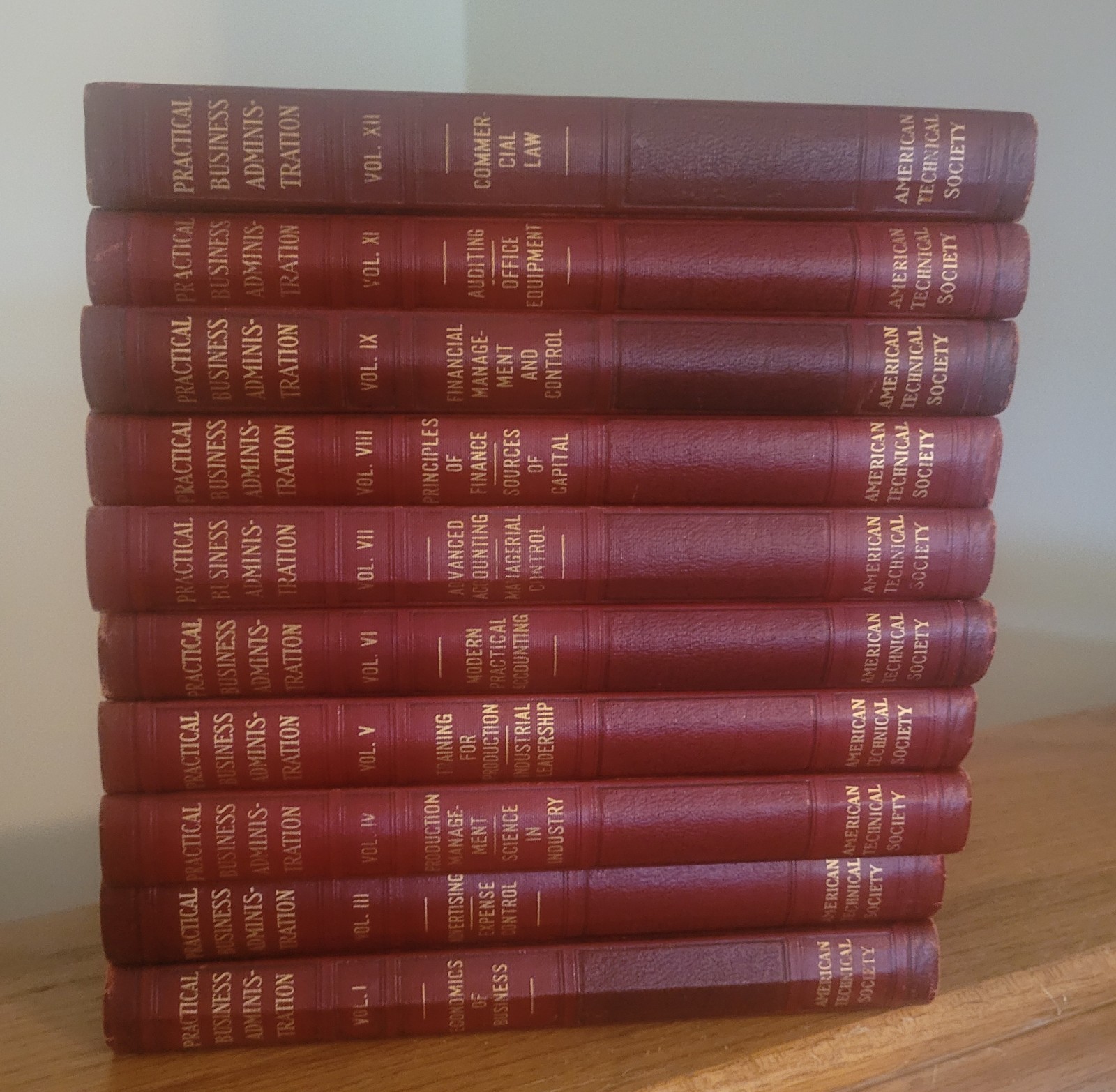 Vtg. 1935 Practical Business Administration 10 Volumes, ATS, Missing 2 & 10