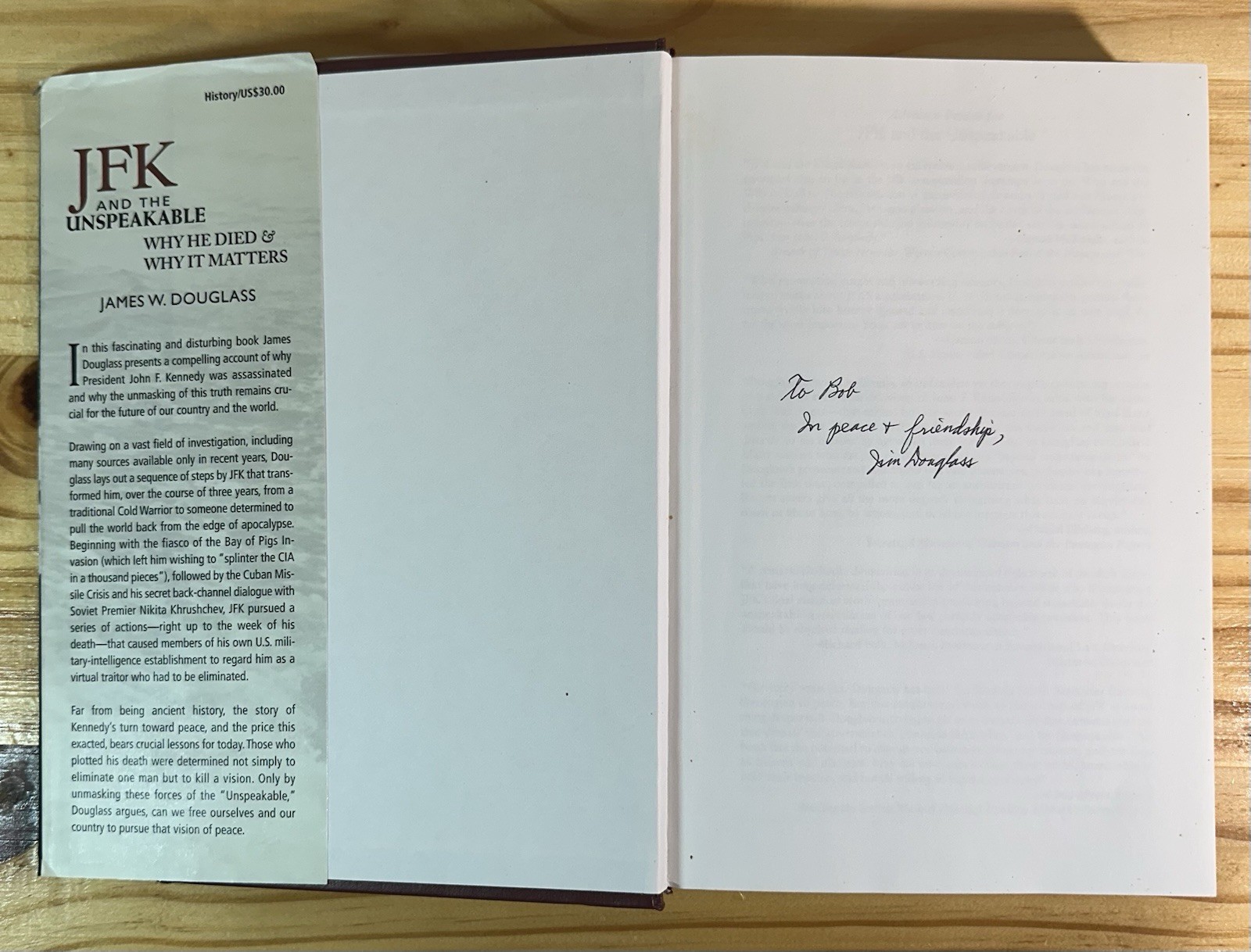 JFK And The Unspeakable by **James Douglas*Autographed* 2nd Print Hardcover DJ