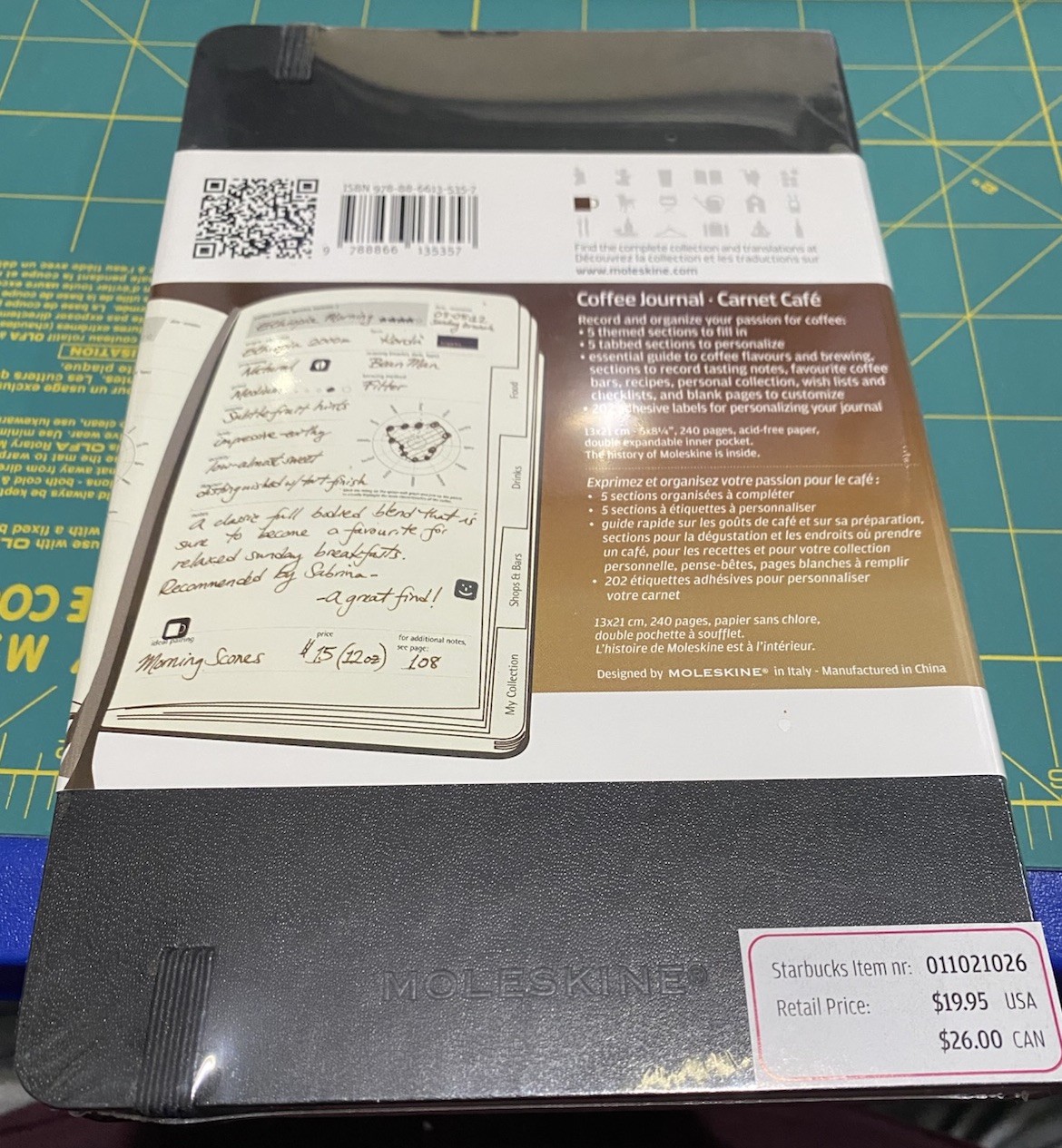 New Moleskine Passions Coffee Journal Hardcover Unopened 5.25 X 8.25” Starbucks