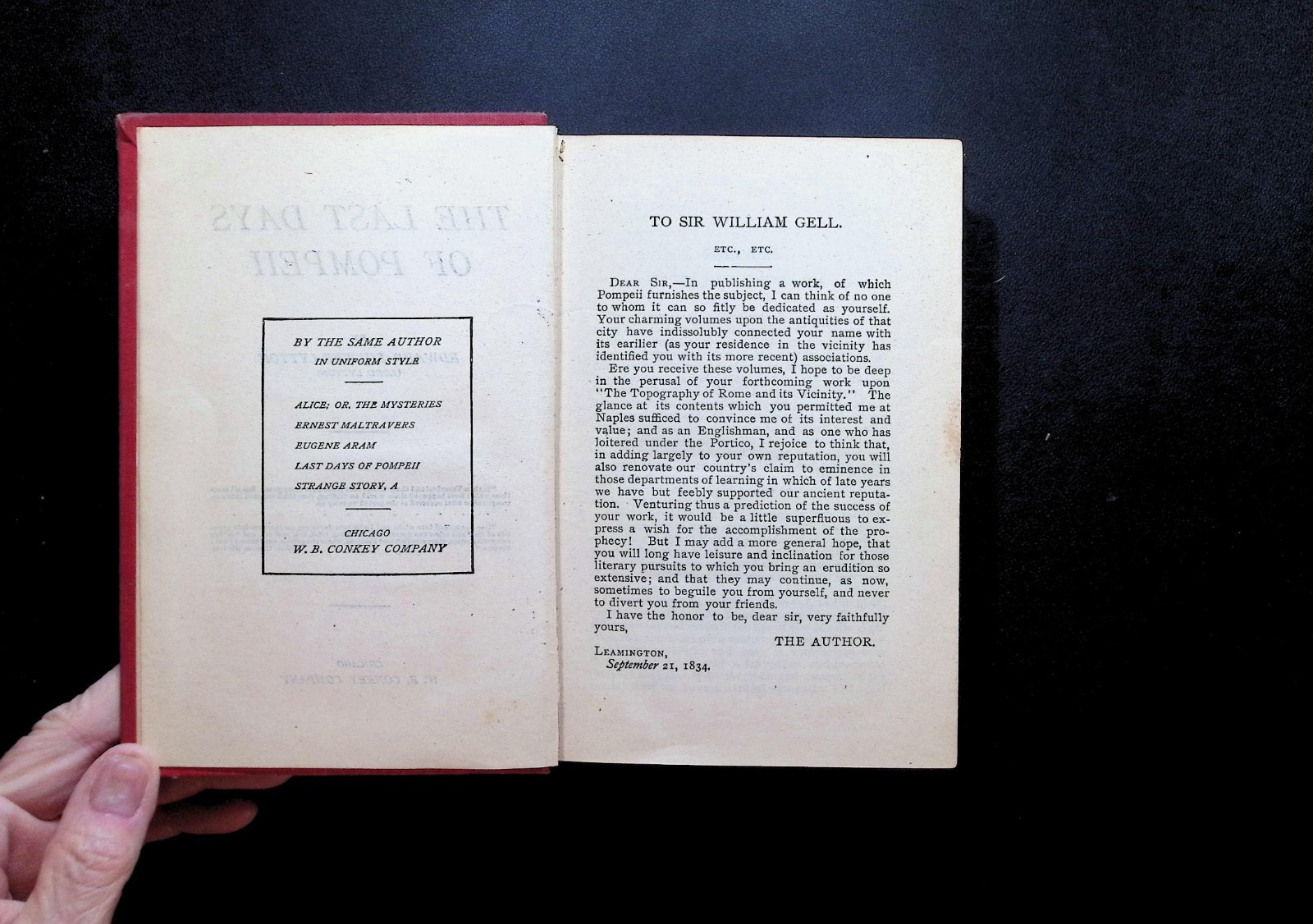 The Last Days of Pompeii by Bulwer Lytton Antique Red Decorative HC W.B. Conkey