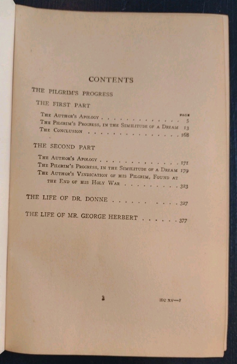 Pilgrim’s Progress by Bunyan and Donne and Herbert by Walton