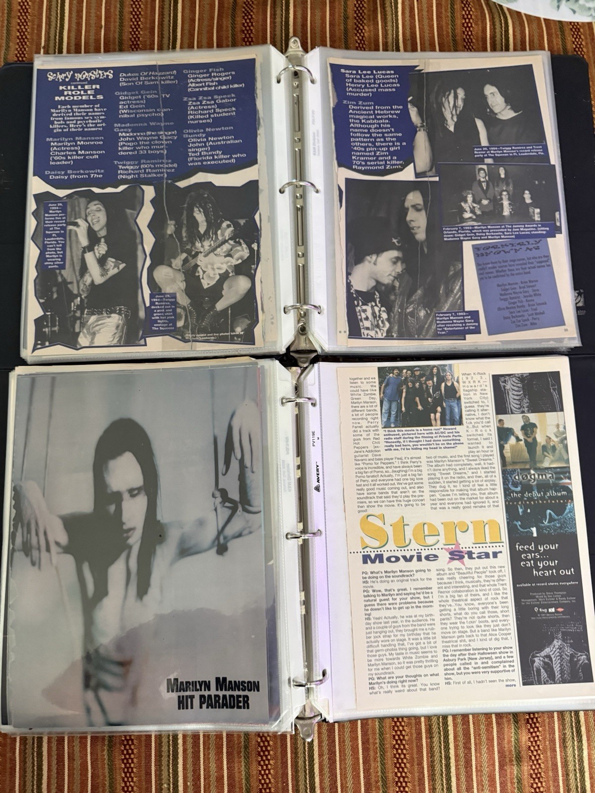 Marilyn Manson Lot Of 2 Binders Full Of 95-97 Magazine Articles 125 Pages