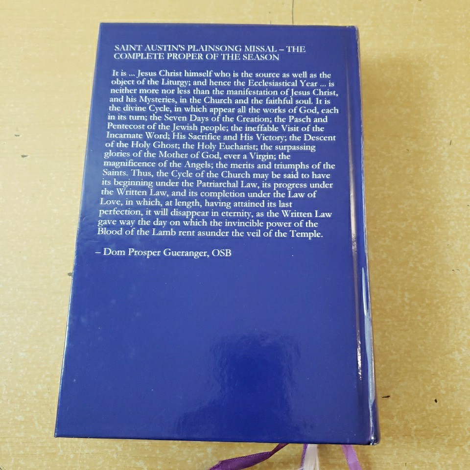 Saint Austin’s Plainsong MISSAL Lancelot Andrewes Press Hardcover 2008 Orthodox