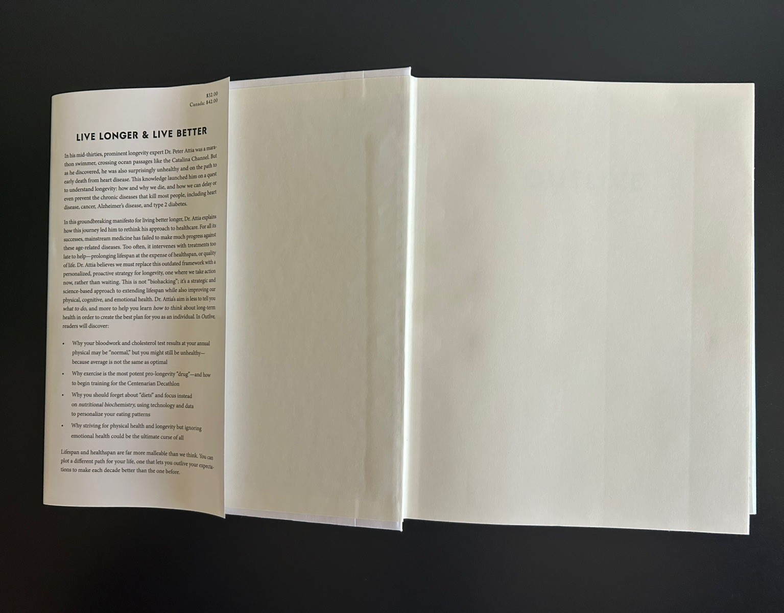 Outlive: The Science & Art of Longevity – Hardcover By Peter Attia MD – Like New