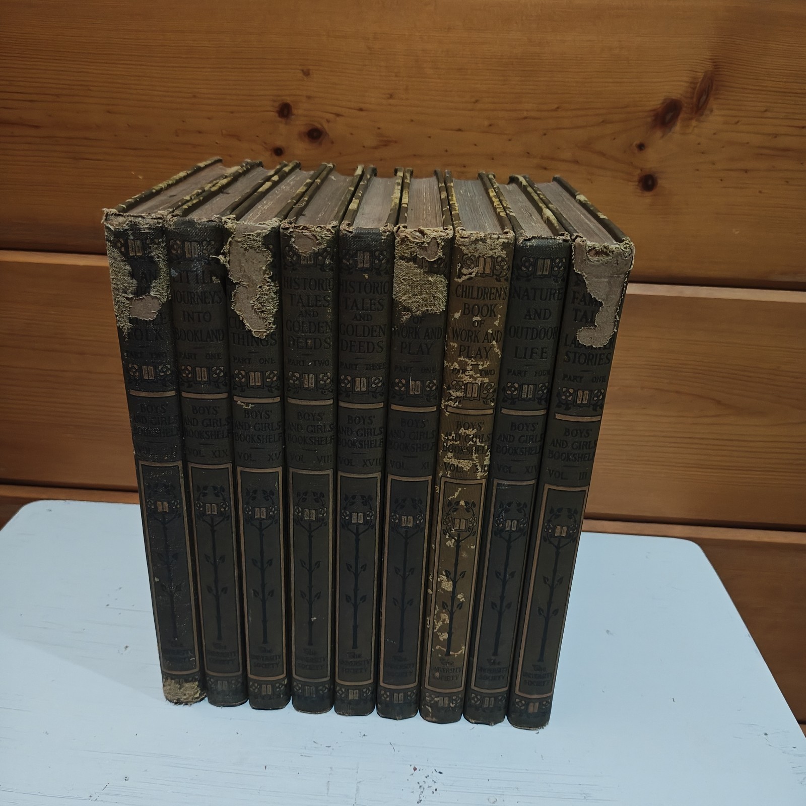 Lot of 9 Boys and Girls Bookshelf Volumes 2 3 8 11 12 14 15 17 19 Antique 1910