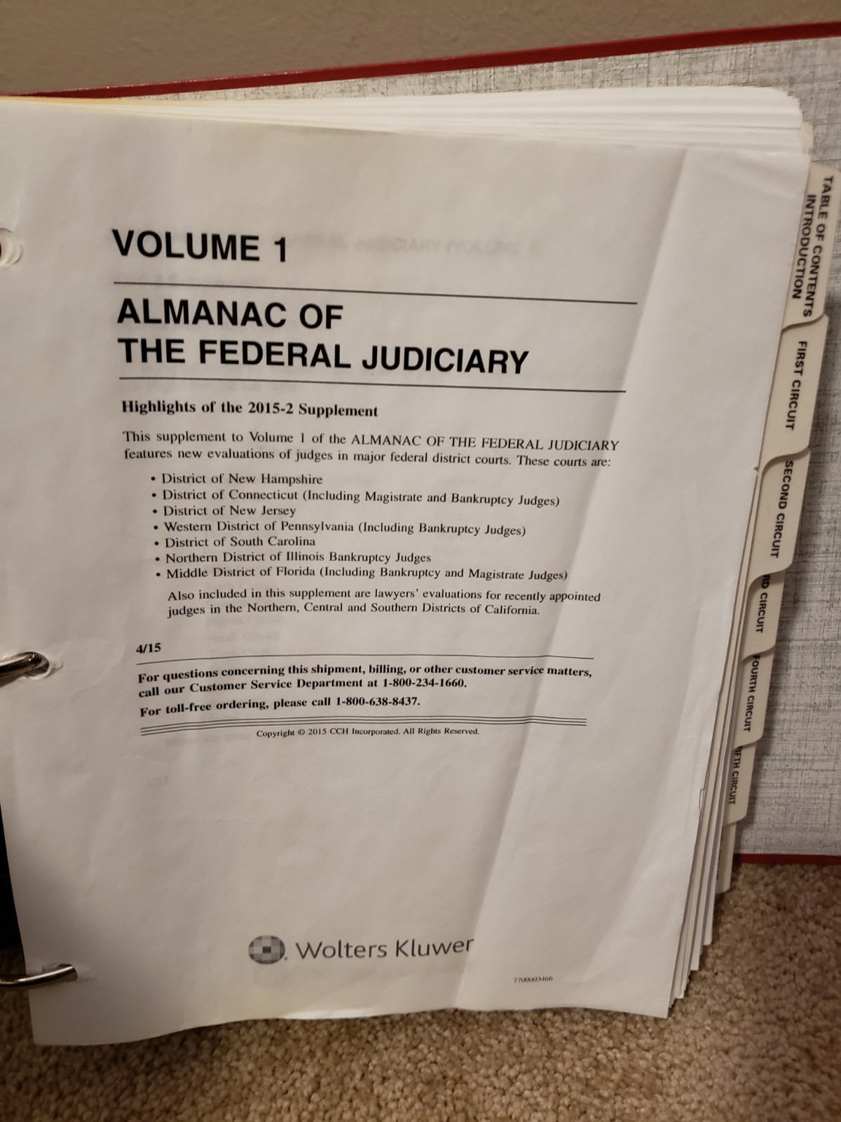 Almanac of the Federal Judiciary Vol. 1, 2015, Wolters Kluwer