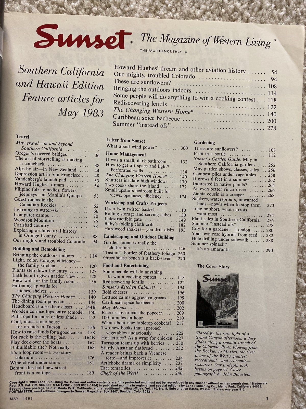 Sunset Magazine Grand Canyon May 1993 Very Good Condition