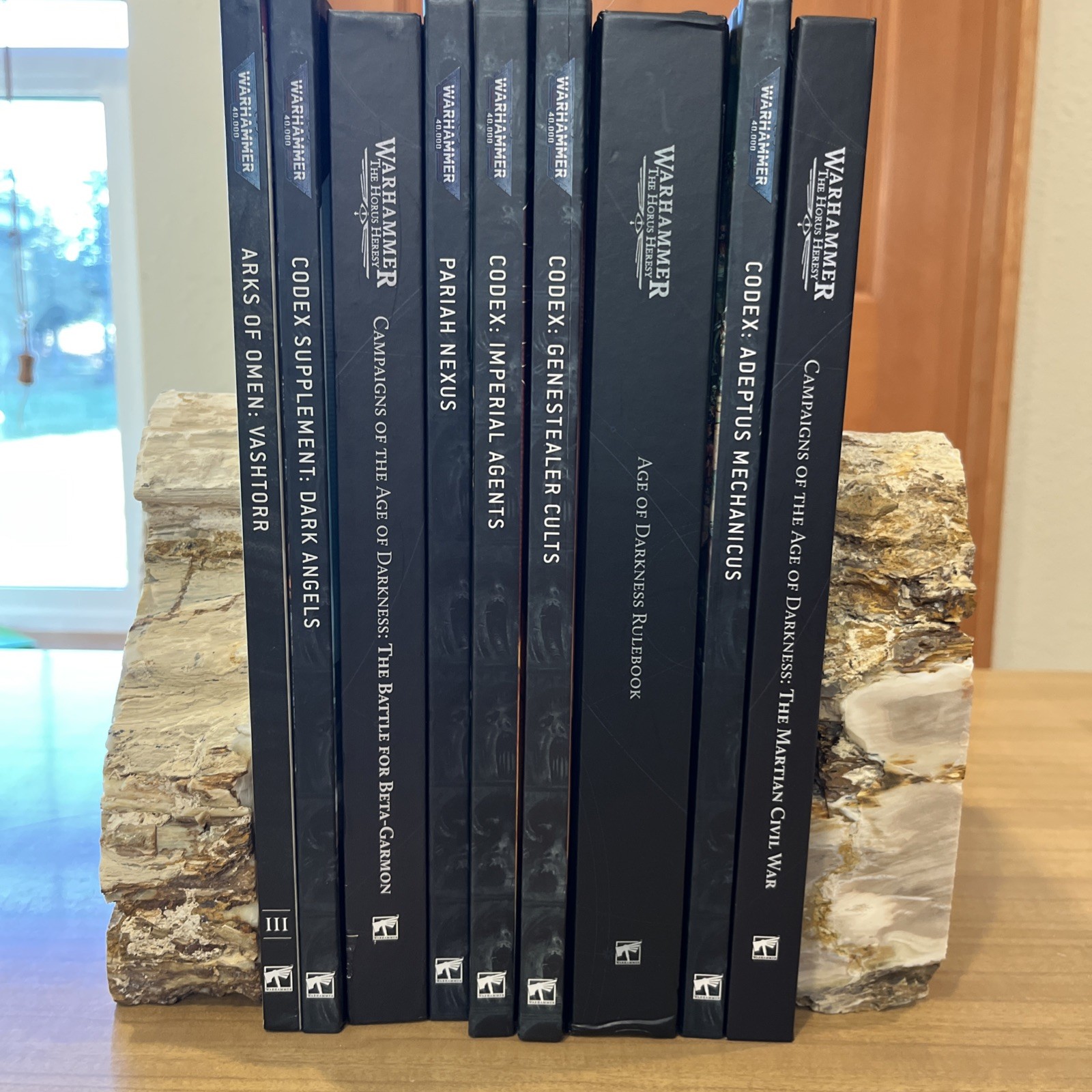Warhammer 40,000 lot of 9 Hardcover books, Crusade, Horus, Roleplay, Codex.