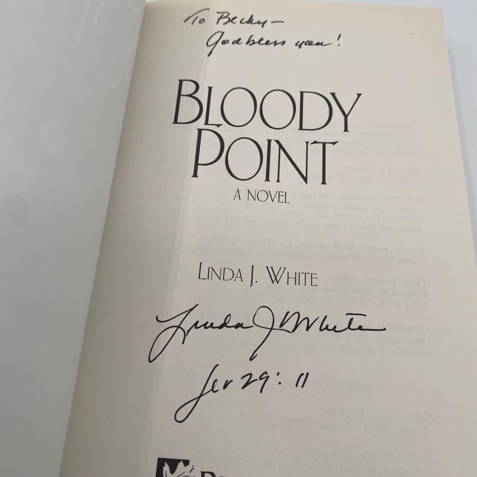 Lot of SIGNED books by Linda J. White – Seeds of Evidence, Bloody Point + 1, PB
